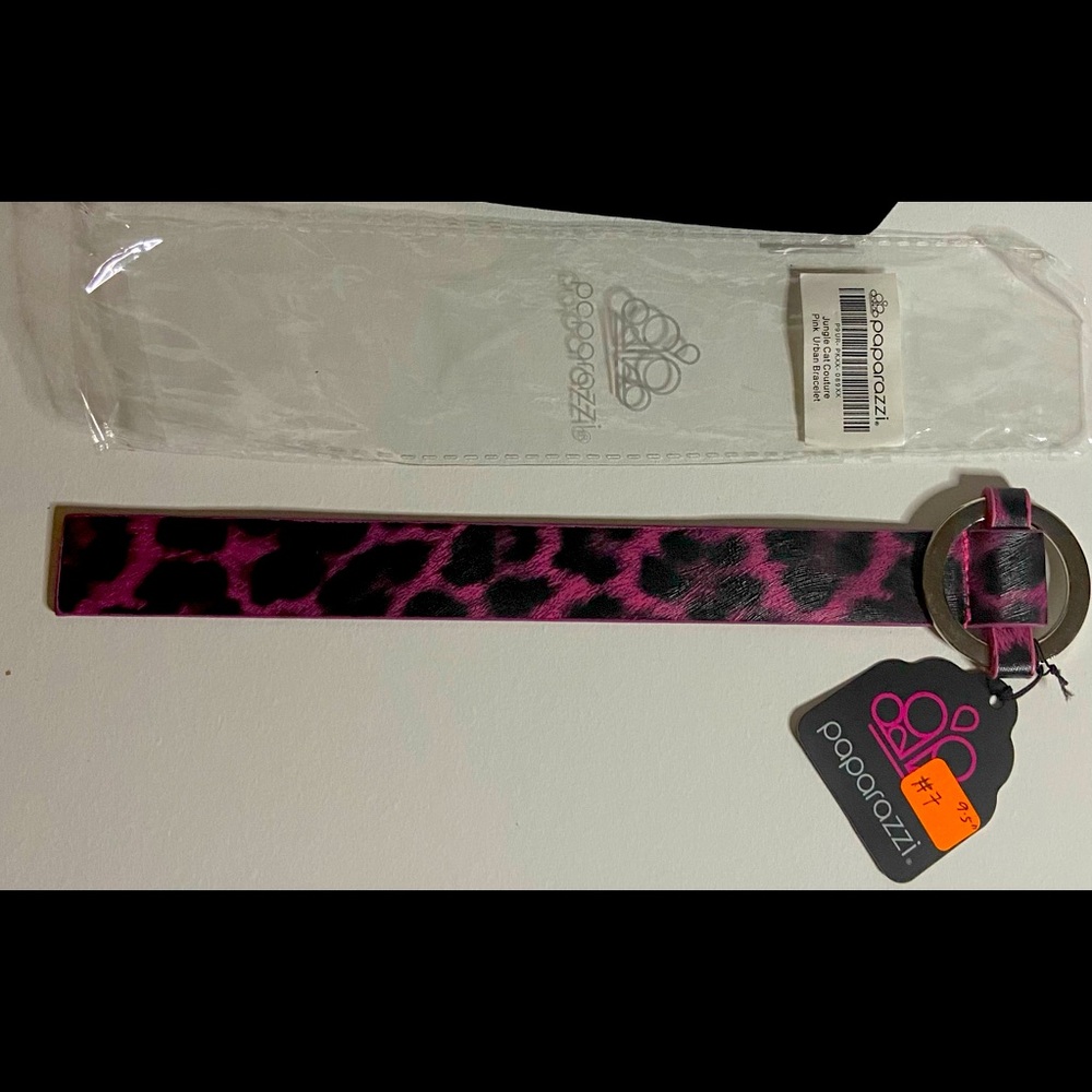 Paparazzi Jungle Cat Couture Pink Urban Adjustable Leather Wrap Bracelet